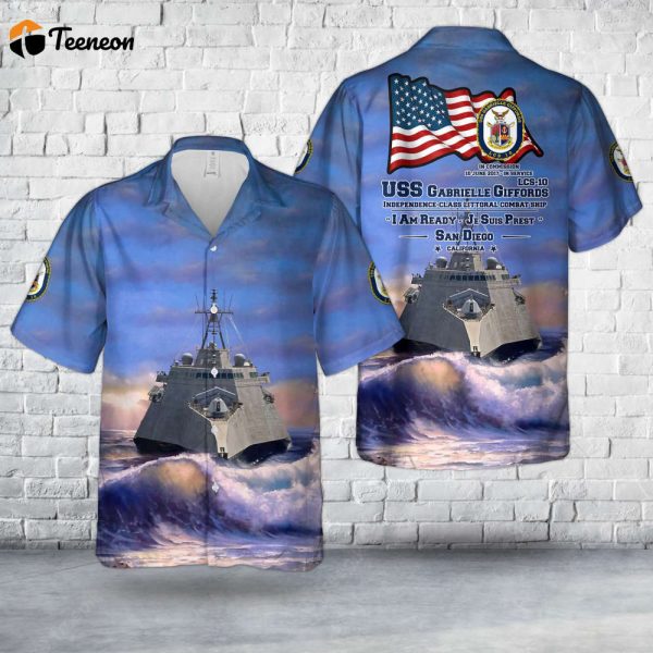 US Navy USS Gabrielle Giffords (LCS-10) Independence-class littoral combat ship Hawaiian Shirt Gift for Dad Father Days