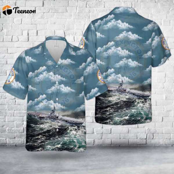 US Navy USS Lexington (CV/CVA/CVS/CVT/AVT-16) Hawaiian Shirt Gift for Dad Father Days