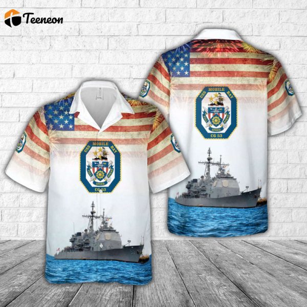 US Navy USS Mobile Bay (CG-53) Hawaiian Shirt Gift for Dad Father Days