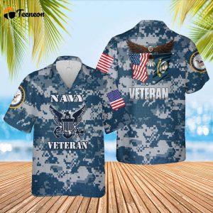 US Navy Veteran Hawaiian Shirt Gift for Dad Father Days