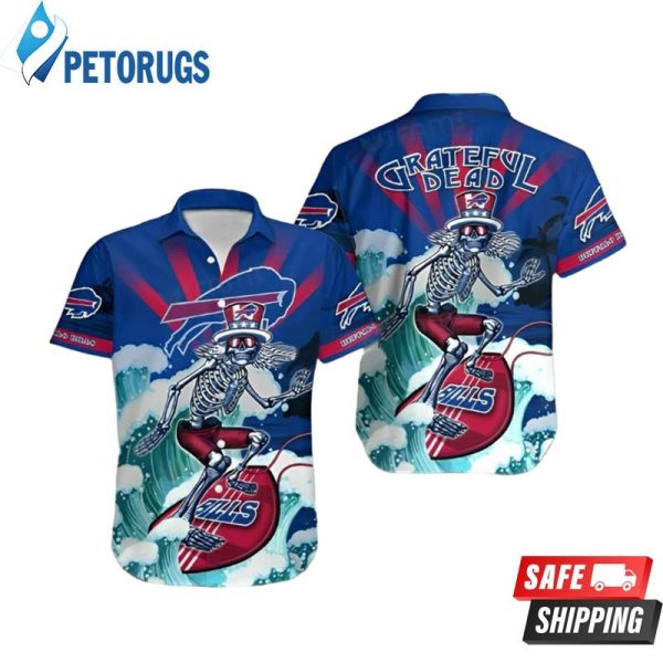 Buffalo Bills Grateful Dead Skeleton Surfing Hawaiian Shirt