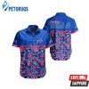 Buffalo Symbol Pink Hibiscus Flowers Blue Hawaiian Shirt