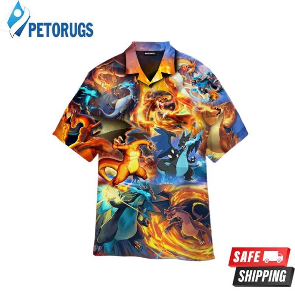 Charizard Ice And Fire Dragon Combat Hawaiian Shirt