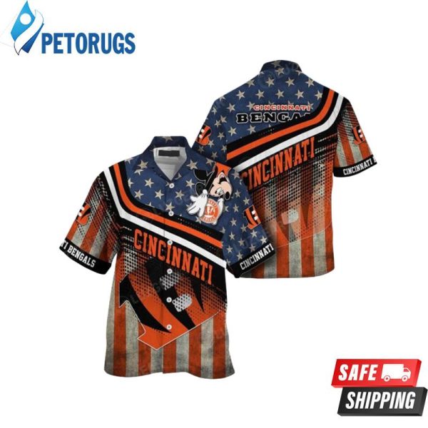 Cincinnati Bengals NFL Mickey Disney Print American Flag Hawaiian Shirt