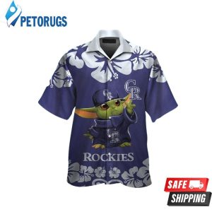 Colorado Rockies Baby Yoda Short Sleeve Button Up Tropical Hawaiian Shirt