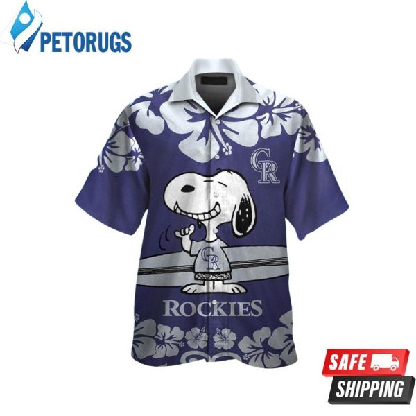 Colorado Rockies Snoopy Short Sleeve Button Up Tropical Hawaiian Shirt