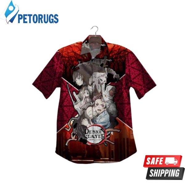 Demon Slayer Tanjiro Nezuko Giyu Tomioka Red Grey Kimetsu Hawaiian Shirt