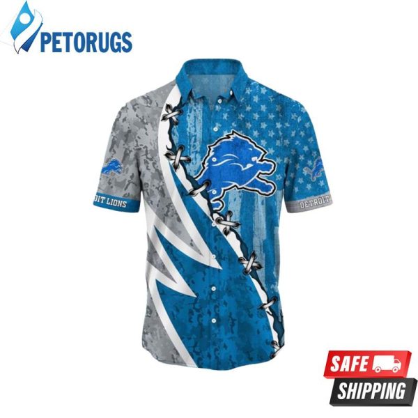 Detroit Lions NFL Graphic American Flag Hawaiian Shirt