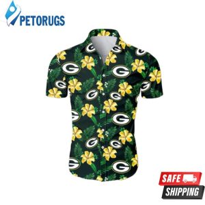 Green Bay Packers Floral Button Up Hawaiian Shirt