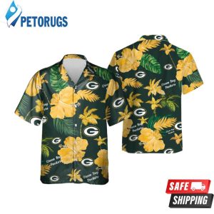 Green Bay Packers Nfl Color Hibiscus Button Up Hawaiian Shirt