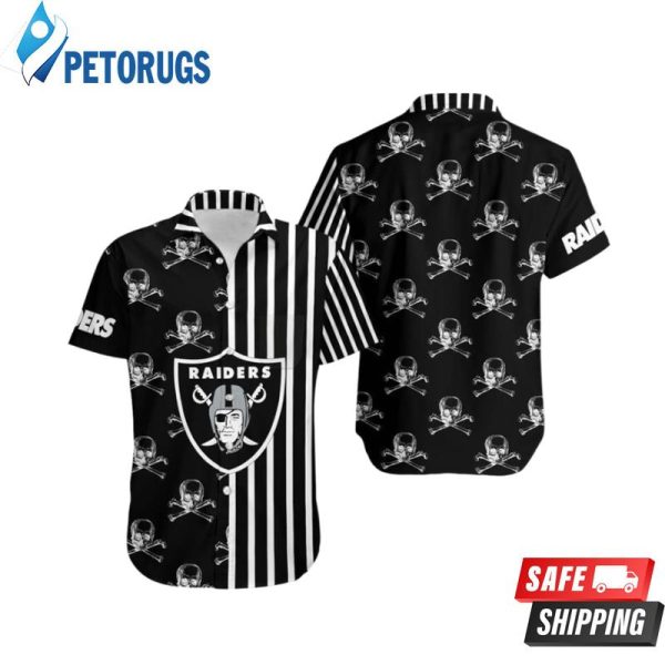 Las Vegas Raiders Stripes And Skull Shorts Summer Collection Hawaiian Shirt