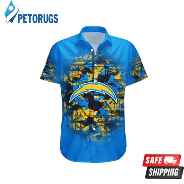 Los Angeles Chargers Camouflage Vintage NFL Hawaiian Shirt