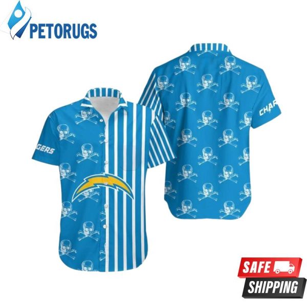 Los Angeles Chargers Stripes And Skull Hawaiian Shirt