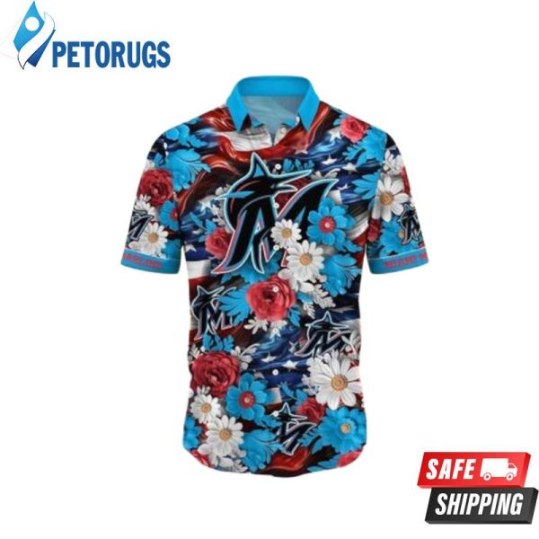 MLB Miami Marlins Abstract Flora Trendy Gift For Beach Trip Hawaiian Shirt