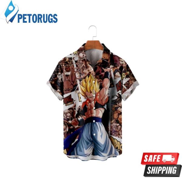 Mens DRAGON BALL Z Pattern Retro Regular Fit Bowling for Men Summer Hawaiian Shirt