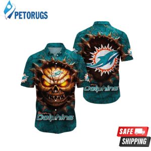 Miami Dolphins Halloween Angry Skull 3D Hawaiian Shirt