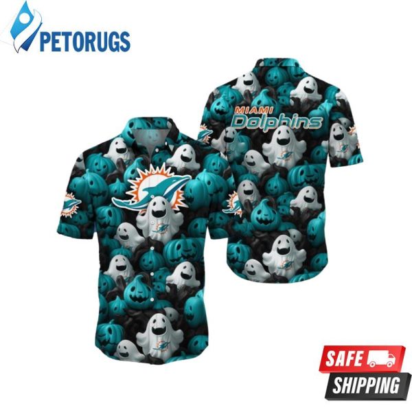 Miami Dolphins Halloween Pumpkin Skull 3D Hawaiian Shirt