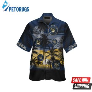 Milwaukee Brewers MLB Coconut Summer Beach Short Sleeve Button Up Tropical Hawaiian Shirt