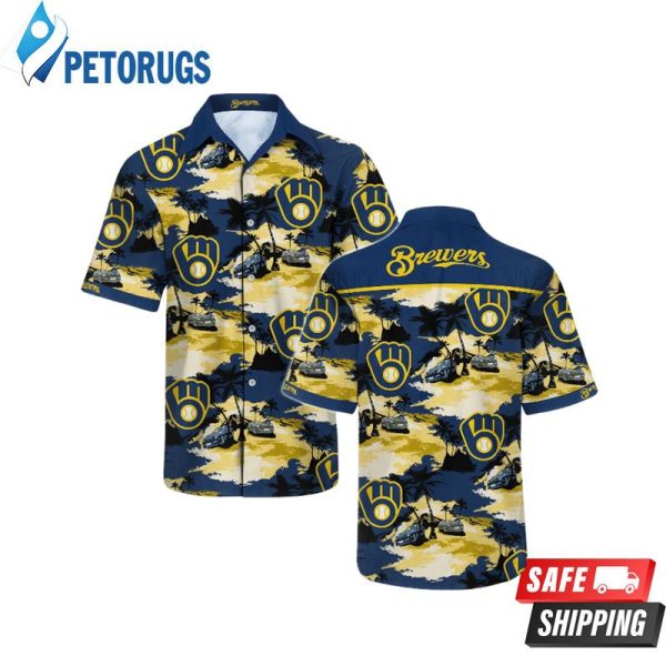 Milwaukee Brewers Tropical Island Blue Yellow Hawaiian Shirt