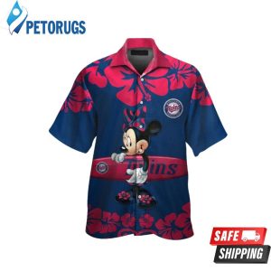 Minnesota Twins Minnie Mouse Short Sleeve Button Up Tropical Hawaiian Shirt