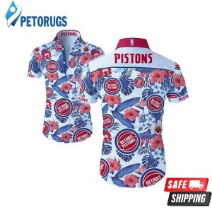 NBA Detroit Pistons Hibiscus Tropical Flowers Hawaiian Shirt