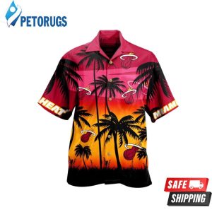 NBA Miami Heat Red Yellow Palm Trees Hawaiian Shirt