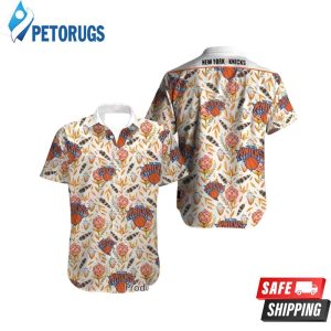 NBA New York Knicks White Orange Tropical Flowers Vintage Hawaiian Shirt