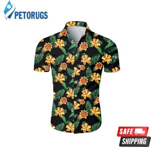 NBA Phoenix Suns Orange Hibiscus Flowers Green Leaves Hawaiian Shirt