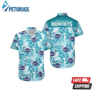 Nba Charlotte Hornets White Teal Tropical Flowers Trendy Hawaiian Shirt