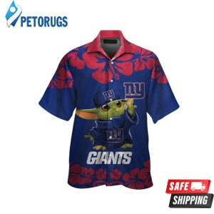 New York Giants Baby Yoda Short Sleeve Button Up Hawaiian Shirt