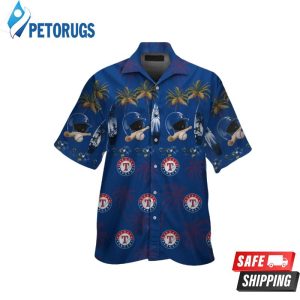 Texas Rangers Short Sleeve Button Up Tropical Hawaiian Shirt