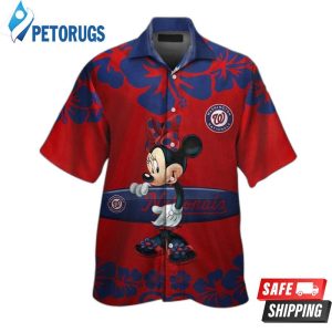 Washington Nationals Minnie Mouse Short Sleeve Button Up Tropical Hawaiian Shirt